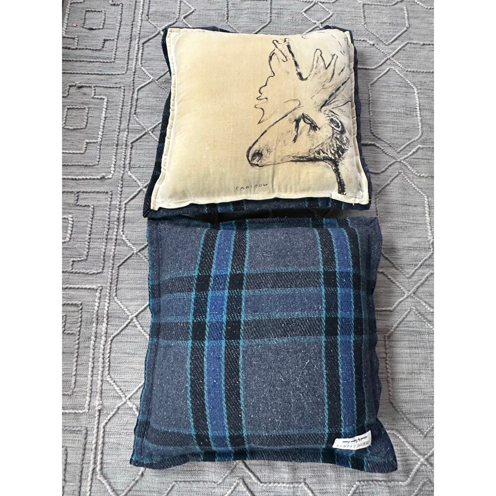 Anthropologie northwood-pillows set pair creative Growth Frann Lusson moose - Picture 3 of 16